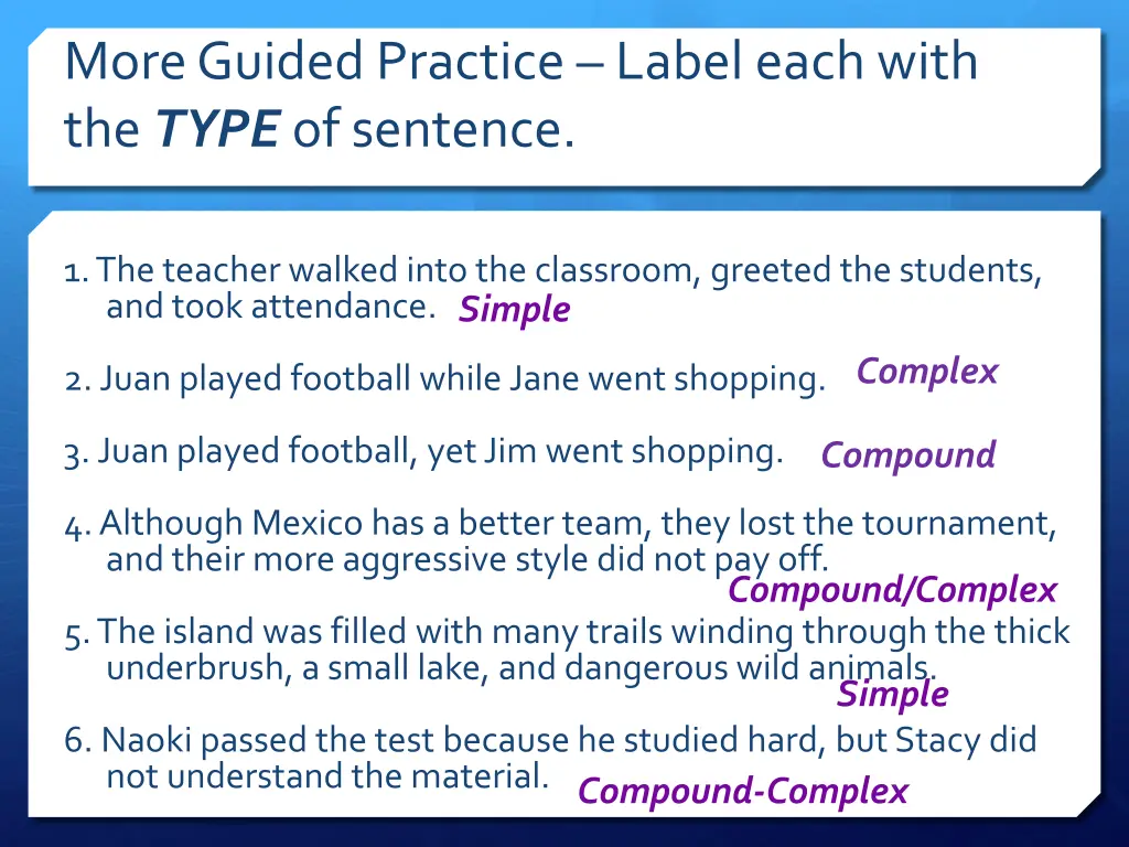 more guided practice label each with the type