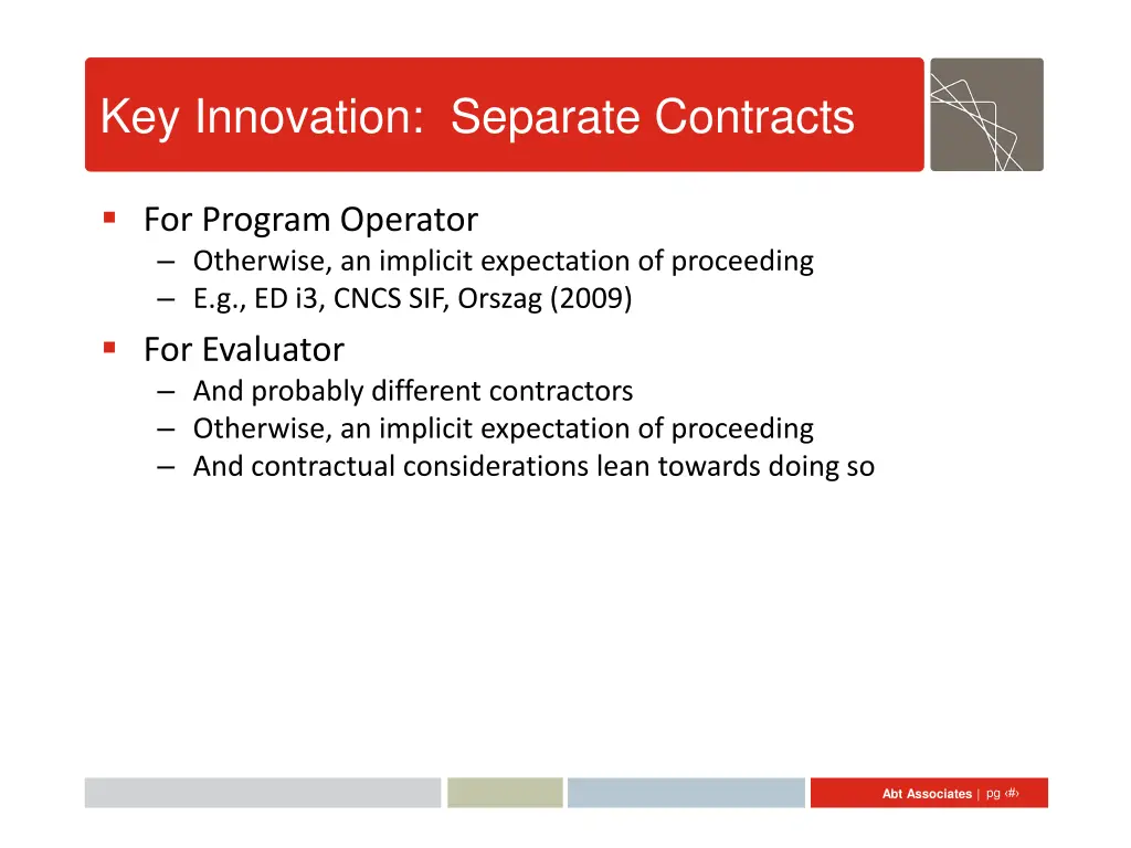 key innovation separate contracts