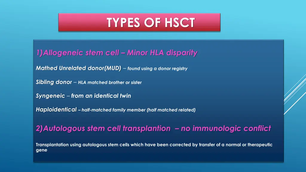 types of hsct