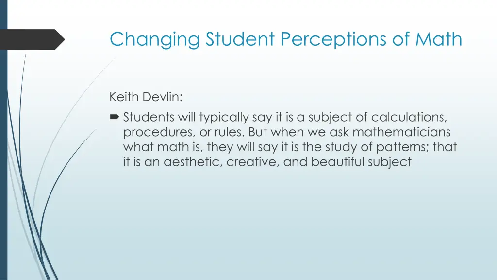 changing student perceptions of math