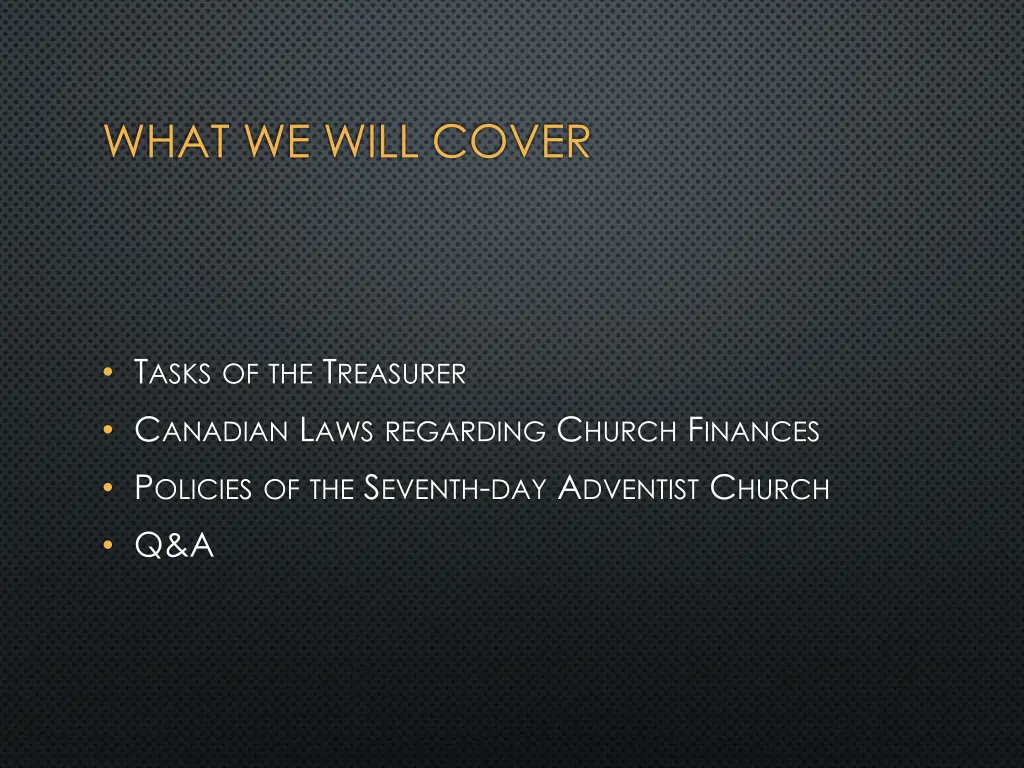 what we will cover