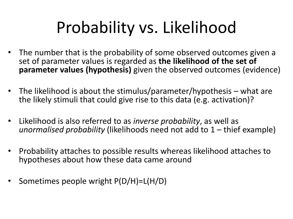probability vs likelihood