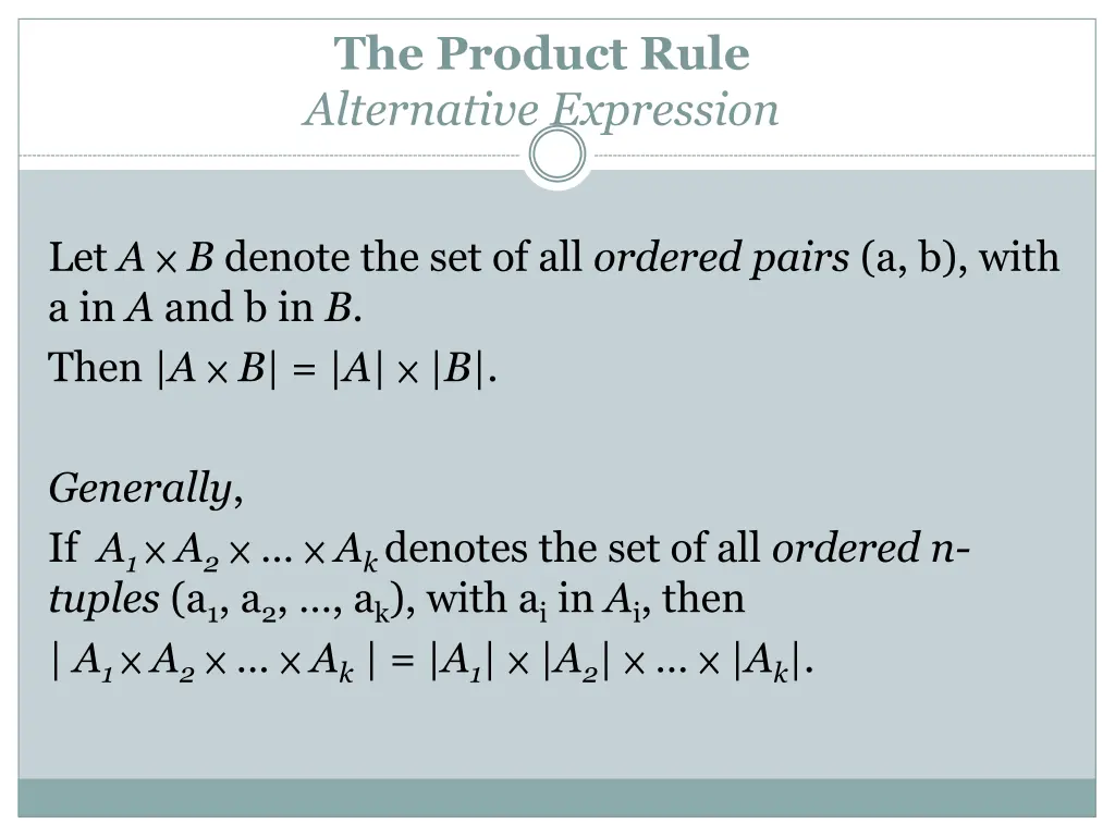the product rule alternative expression