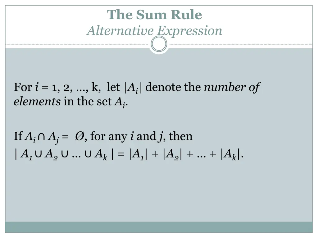 the sum rule alternative expression