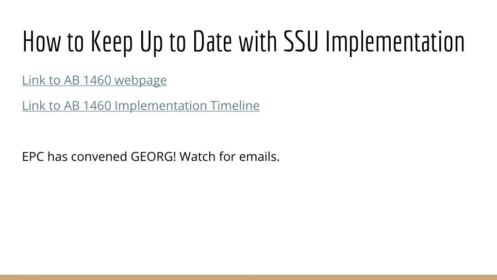 how to keep up to date with ssu implementation