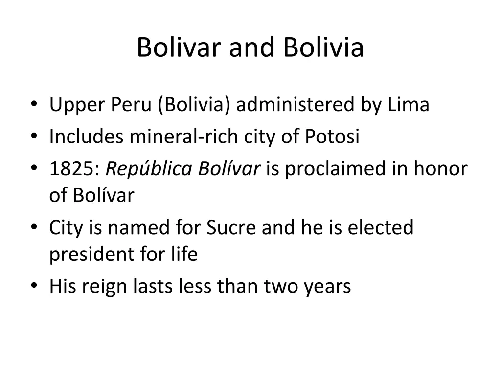 bolivar and bolivia