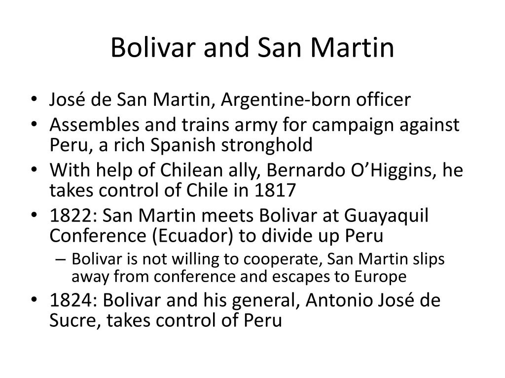 bolivar and san martin