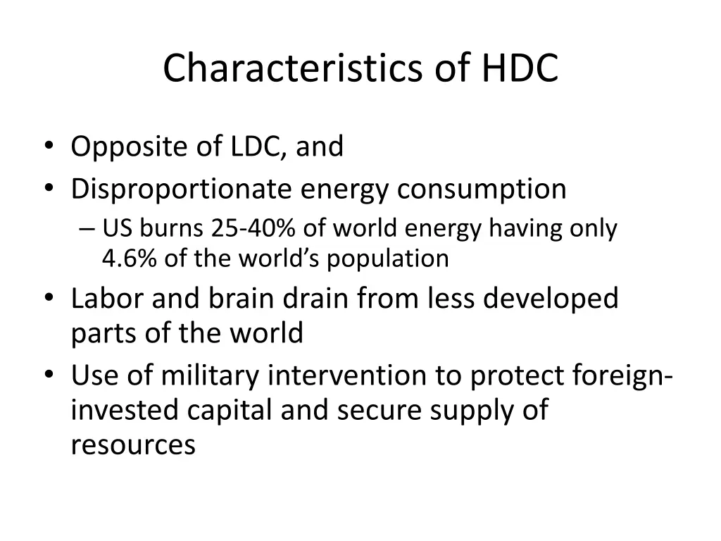 characteristics of hdc