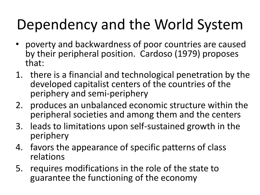 dependency and the world system