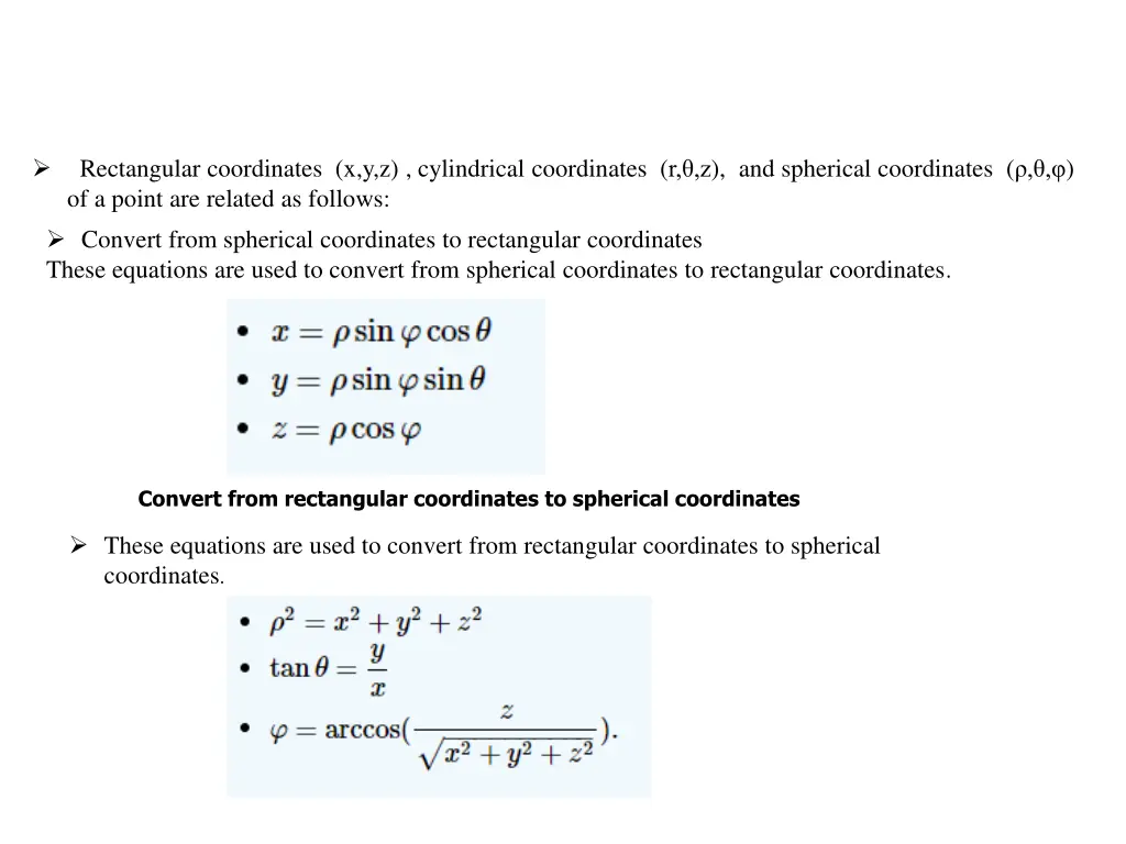 rectangular coordinates x y z cylindrical