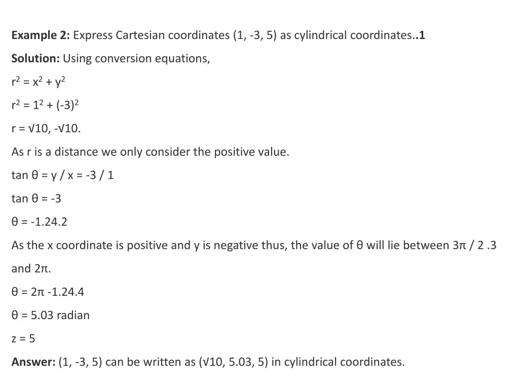 example 2 express cartesian coordinates