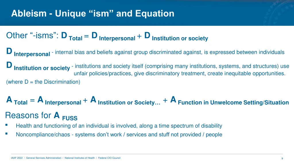 ableism unique ism and equation