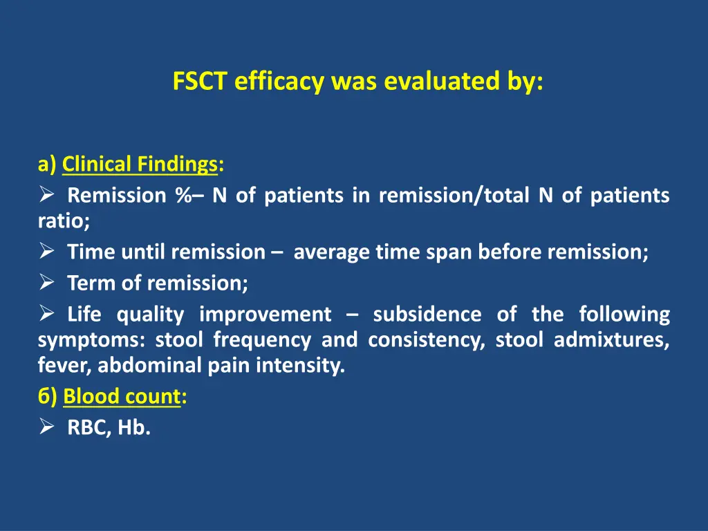 fsct efficacy was evaluated by