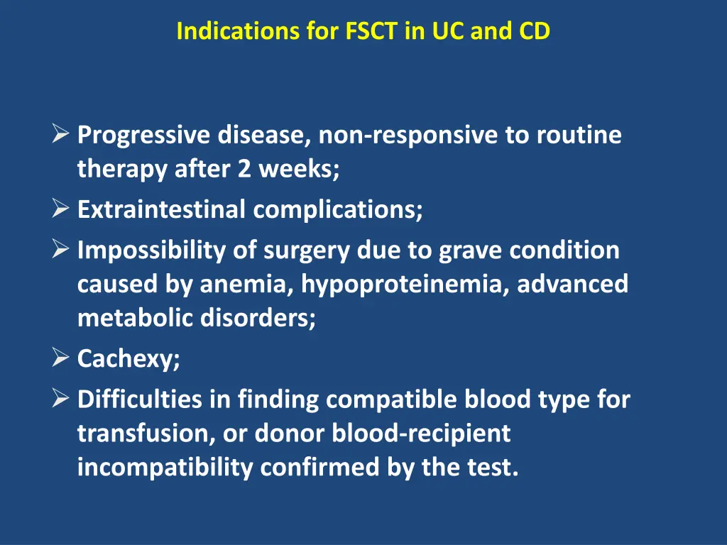 indications for fsct in uc and cd
