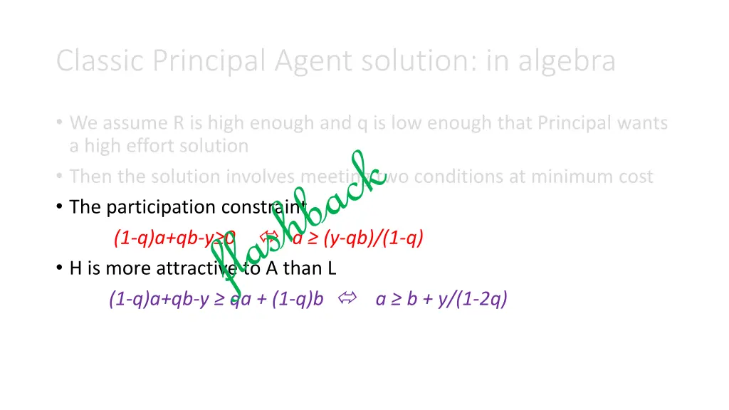 classic principal agent solution in algebra