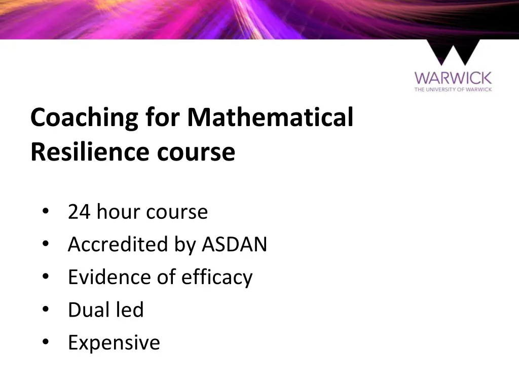coaching for mathematical resilience course