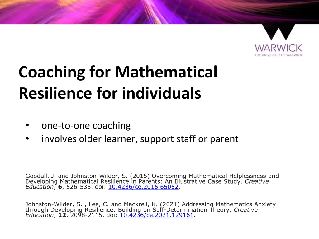 coaching for mathematical resilience