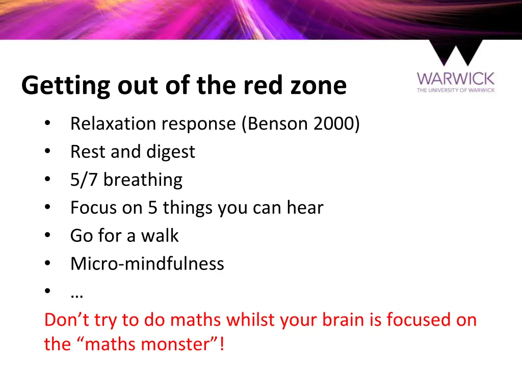 getting out of the red zone relaxation response
