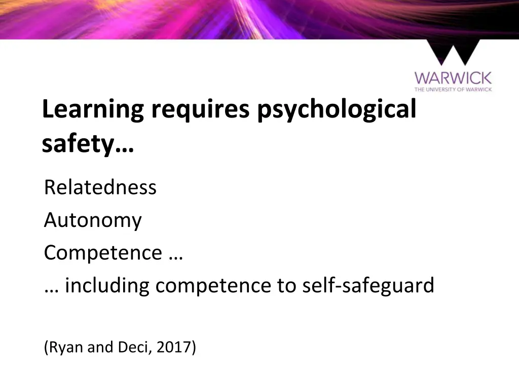 learning requires psychological safety
