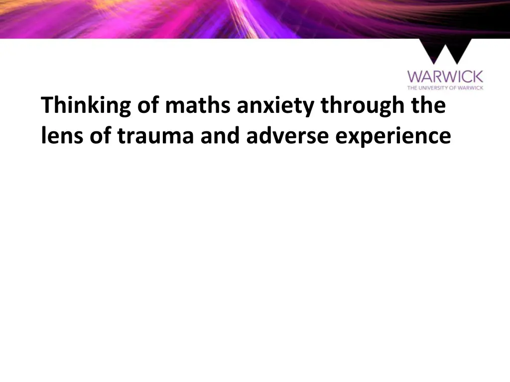 thinking of maths anxiety through the lens