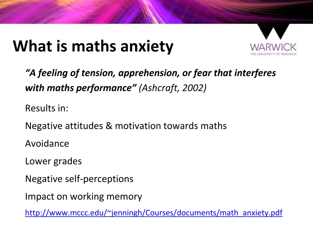 what is maths anxiety