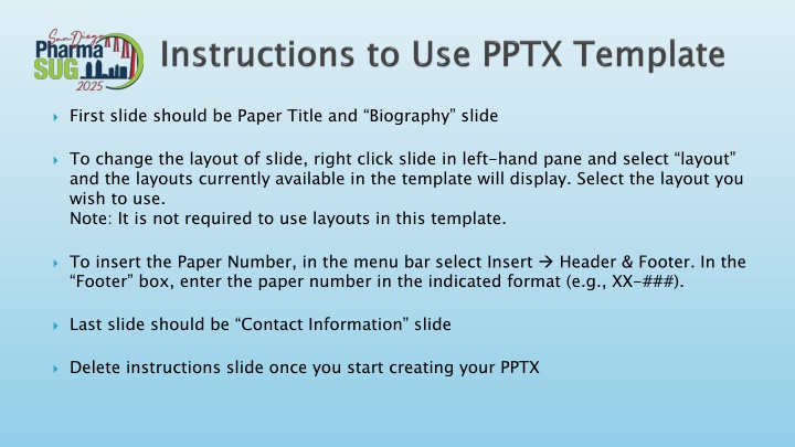 first slide should be paper title and biography