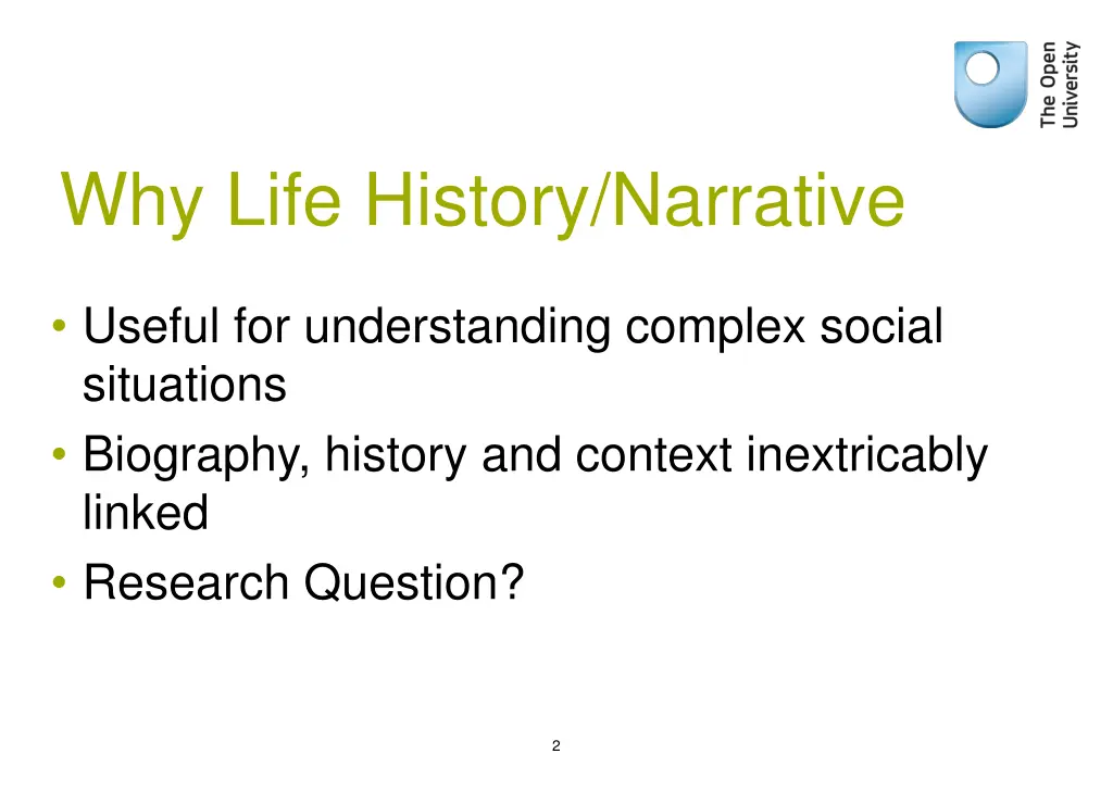why life history narrative