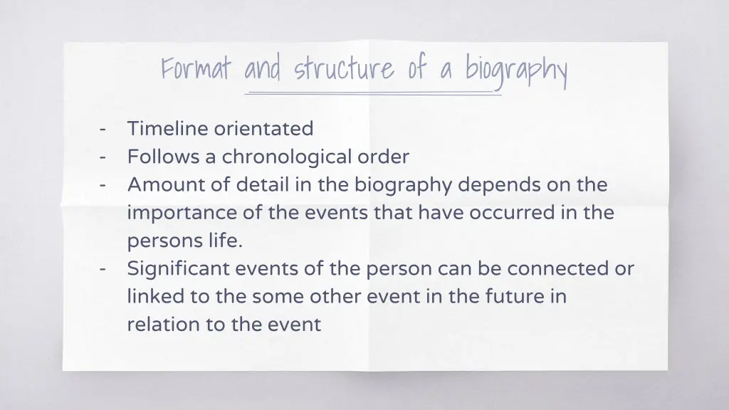 format and structure of a biography
