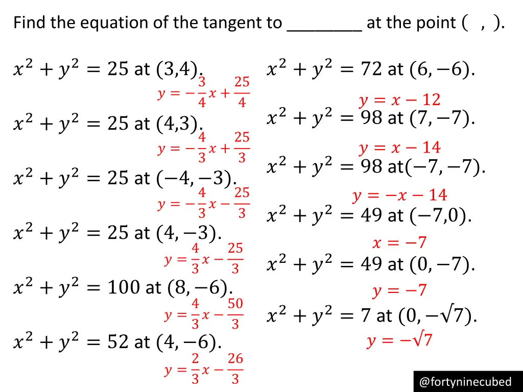 find the equation of the tangent to at the point 1