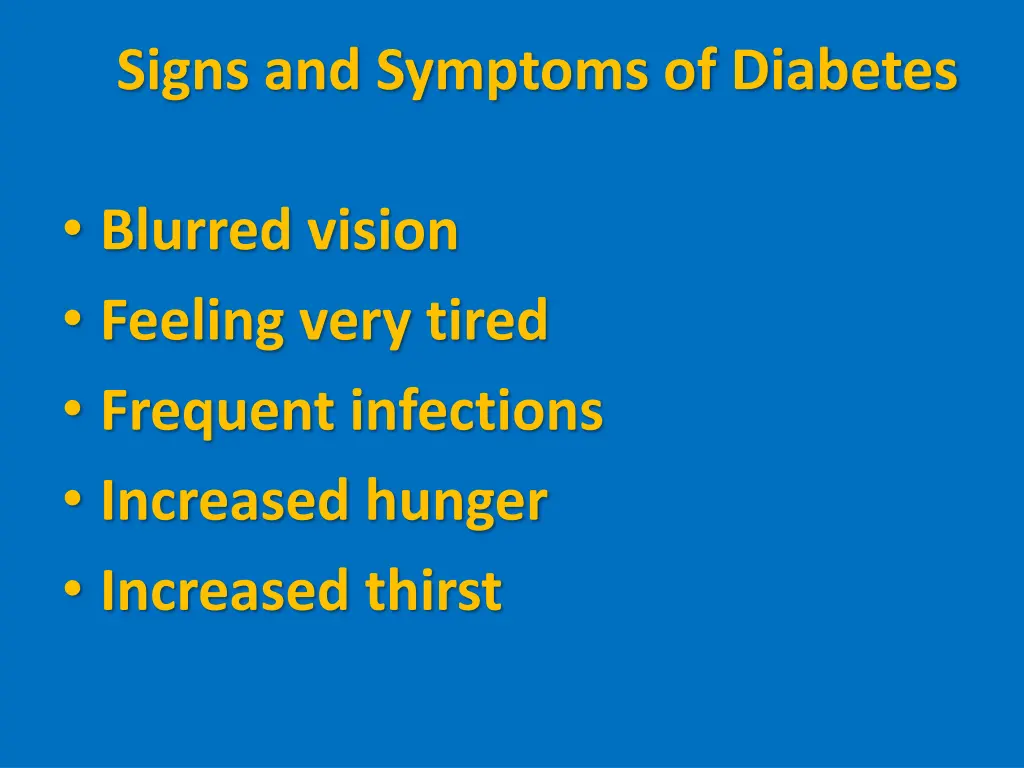 signs and symptoms of diabetes