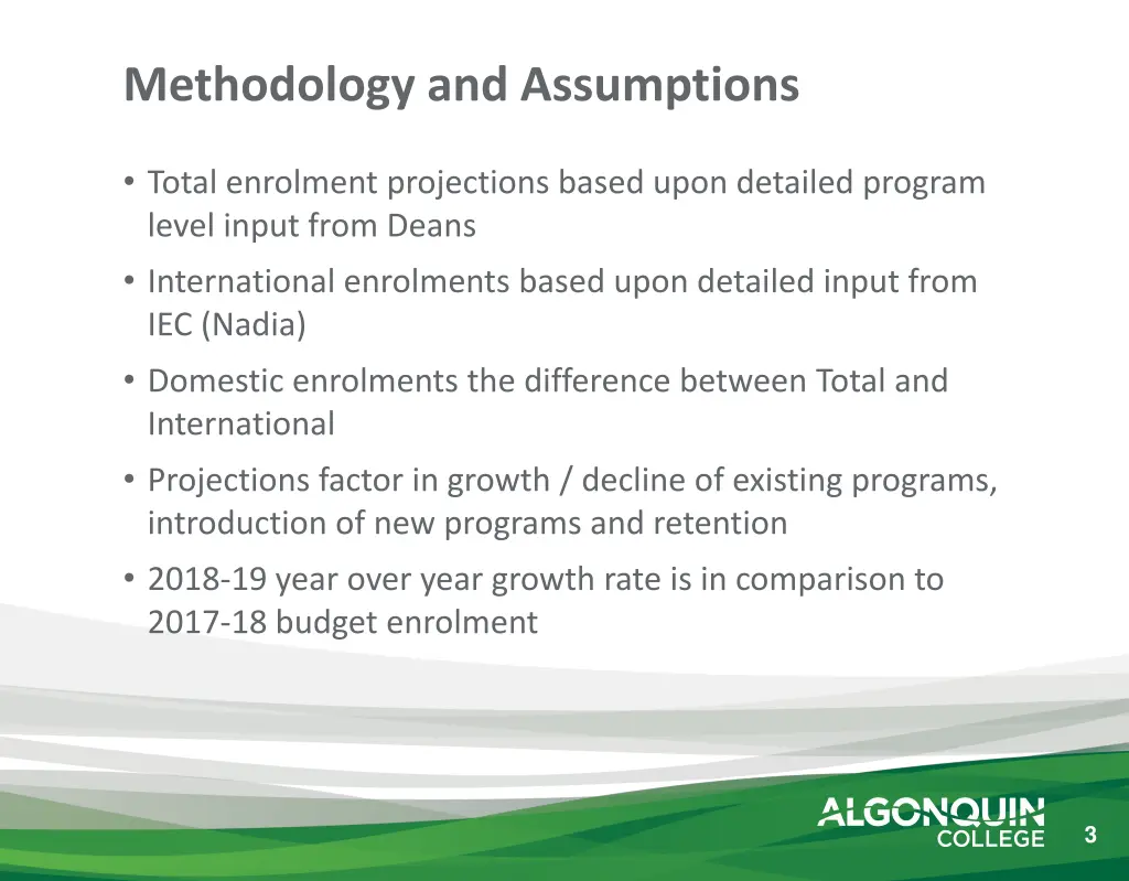 methodology and assumptions