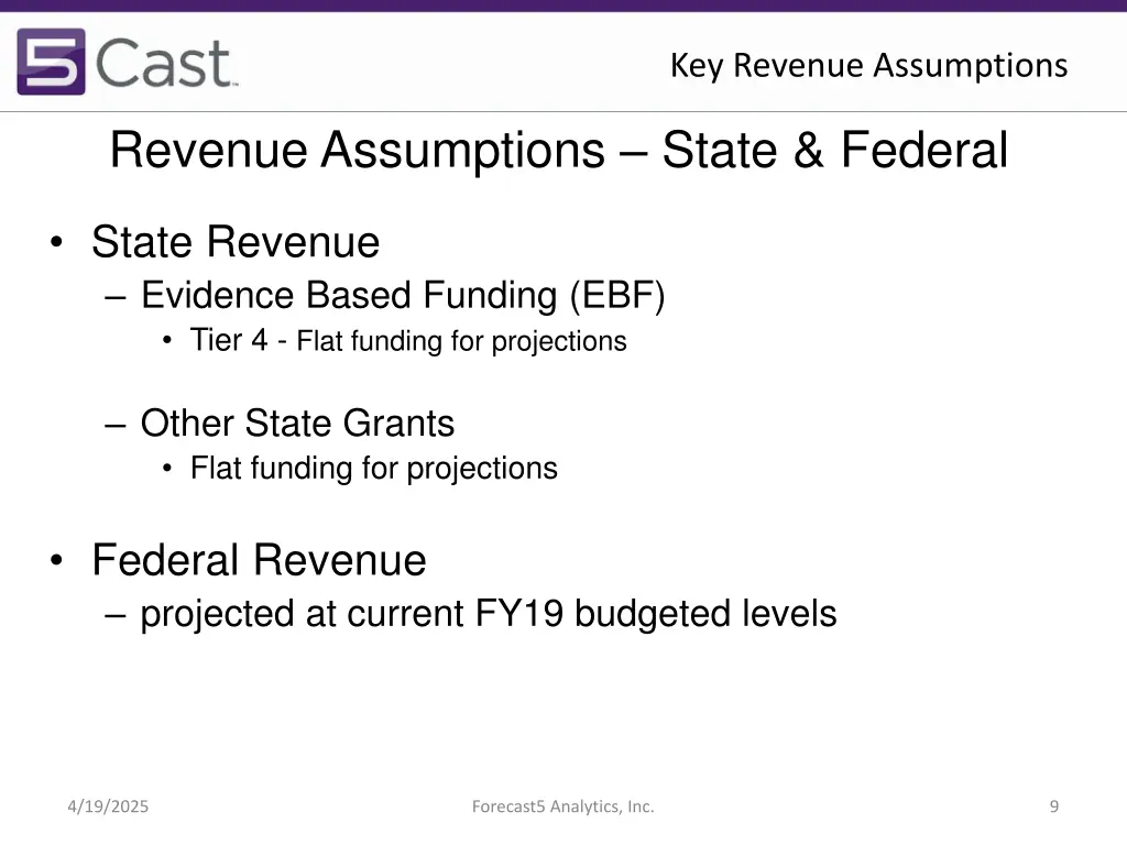 key revenue assumptions 2