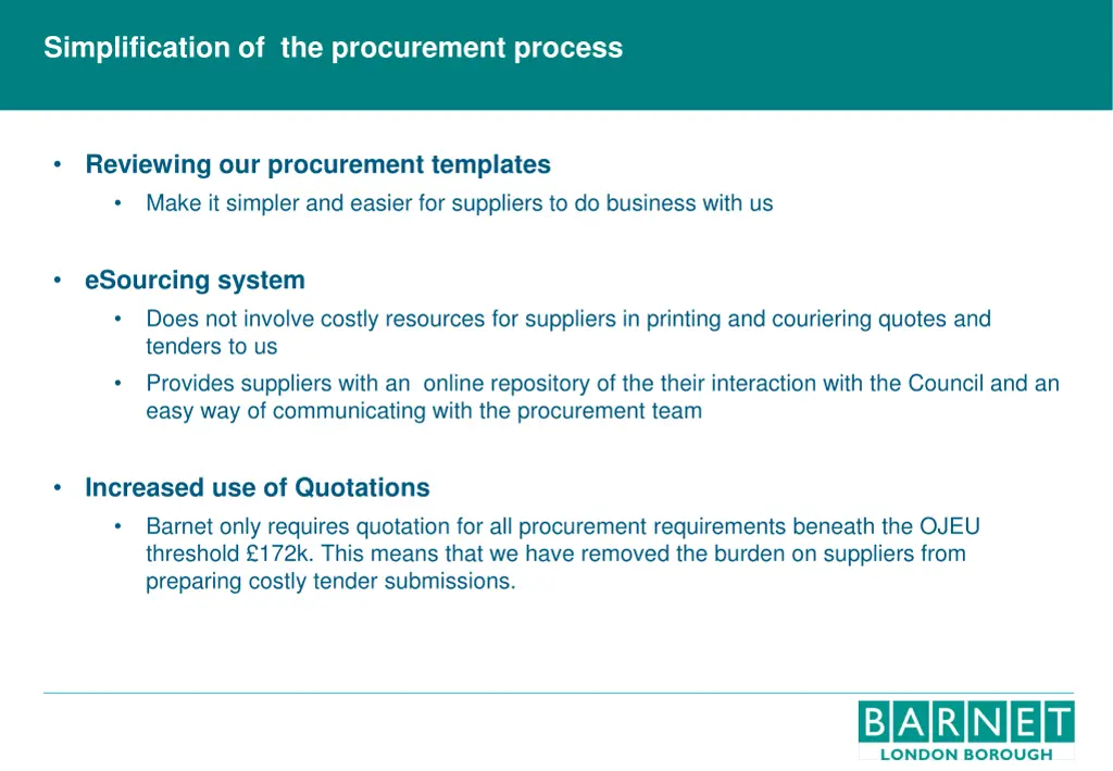 simplification of the procurement process