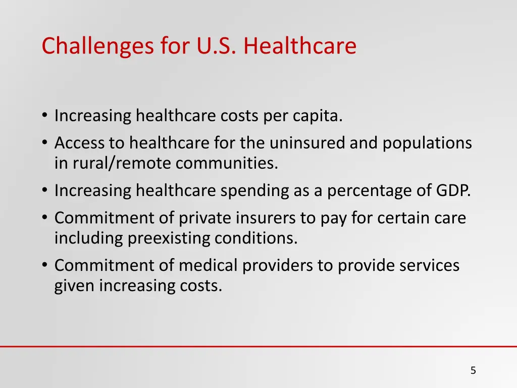 challenges for u s healthcare