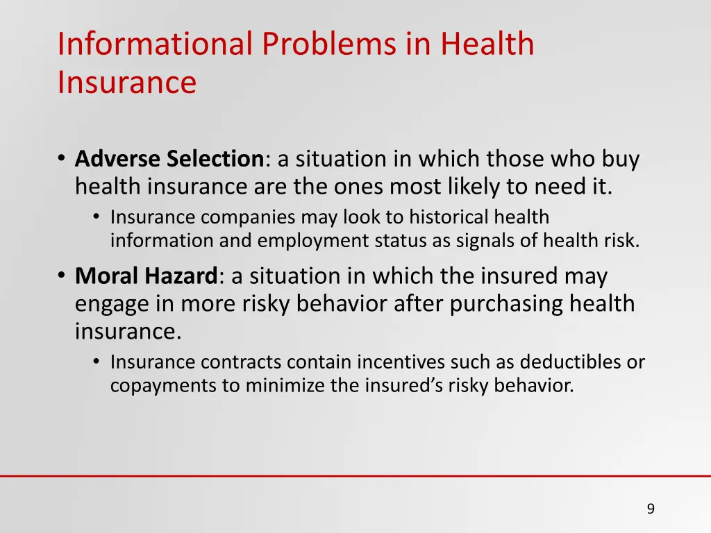 informational problems in health insurance