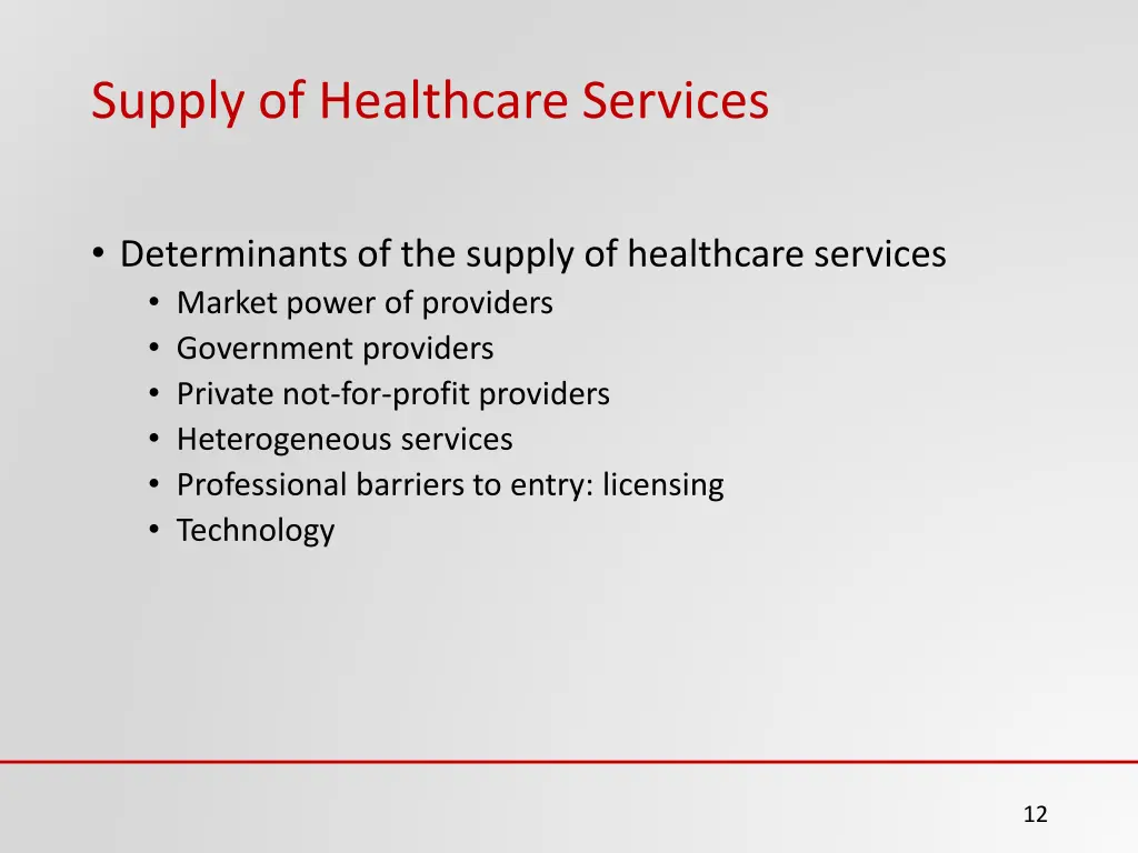 supply of healthcare services
