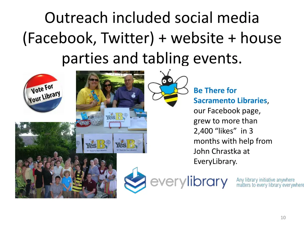outreach included social media facebook twitter
