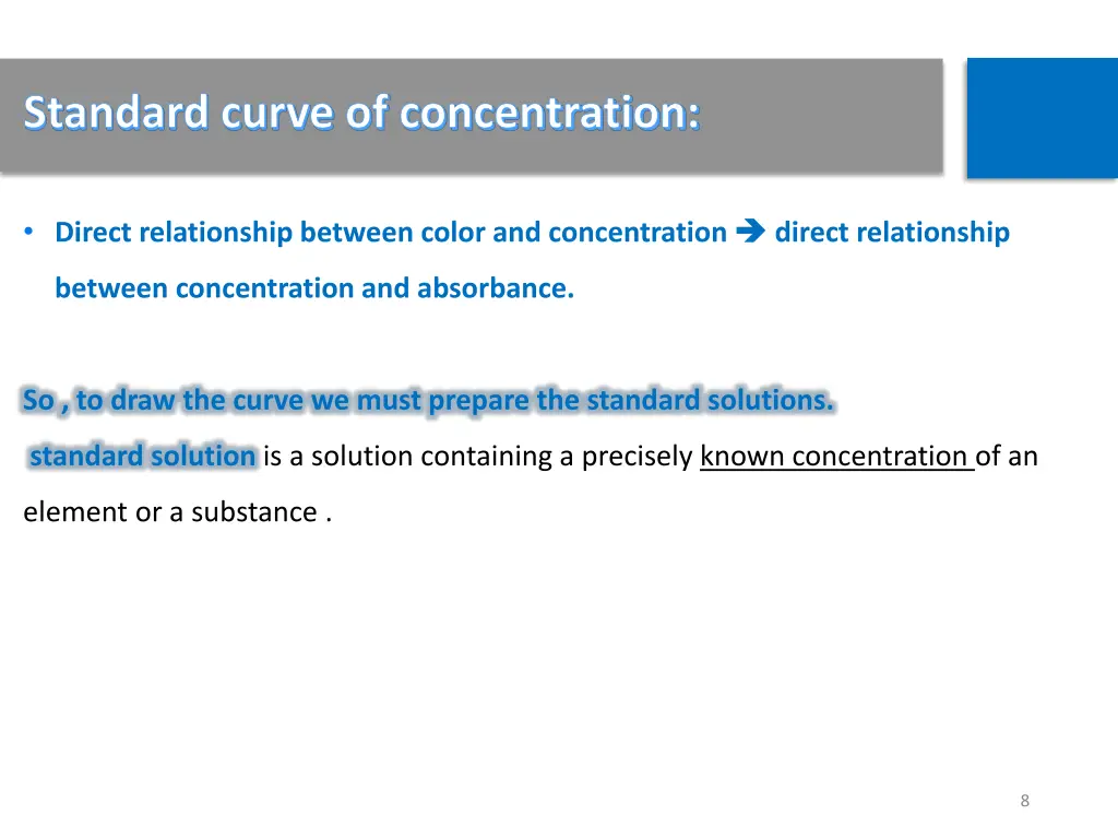 standard curve of concentration 1