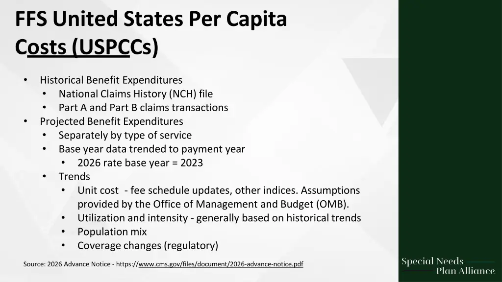 ffs united states per capita costs uspccs