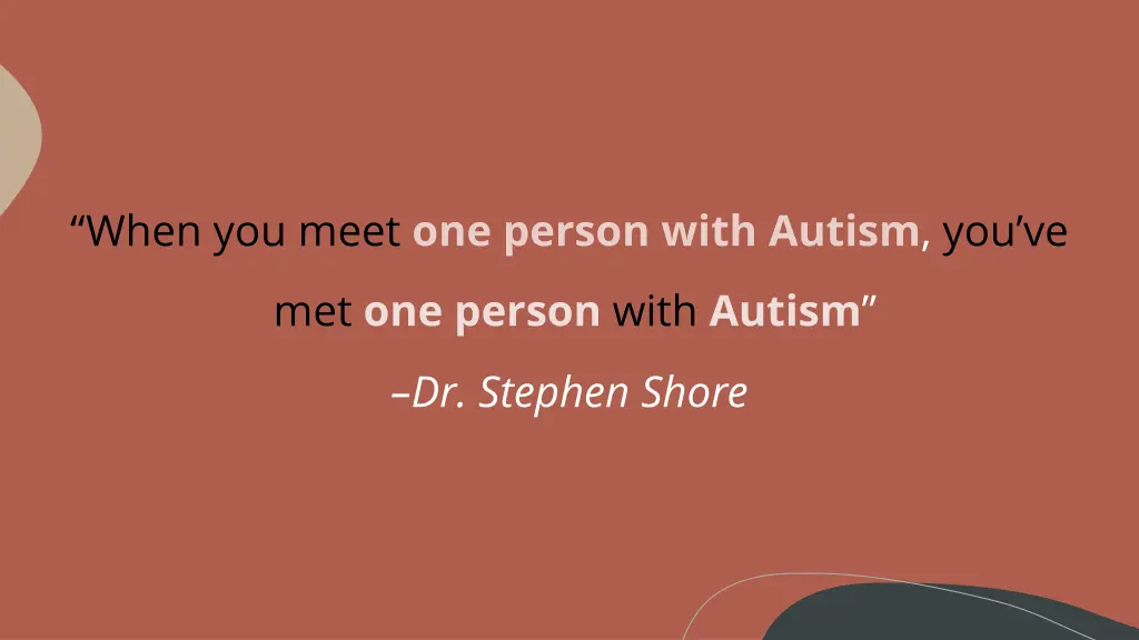 when you meet one person with autism you ve
