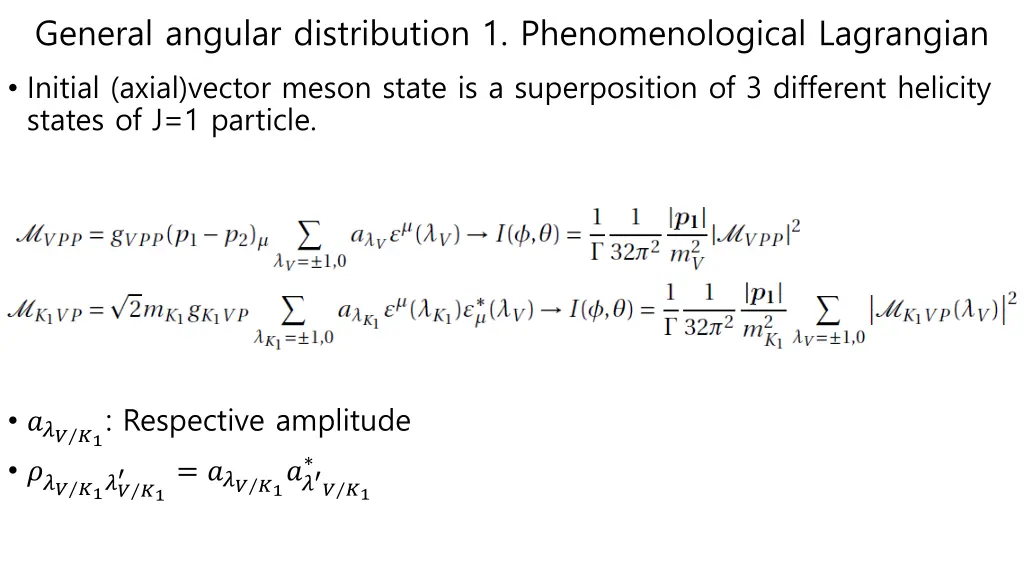 general angular distribution 1 phenomenological