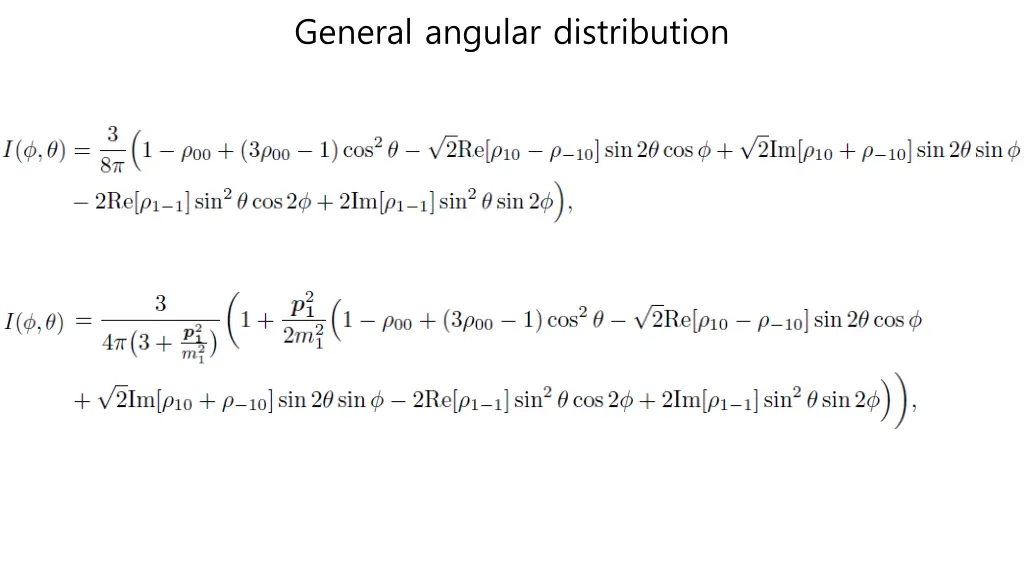 general angular distribution
