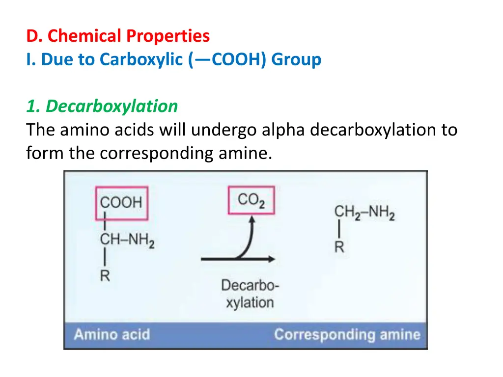 d chemical properties i due to carboxylic cooh