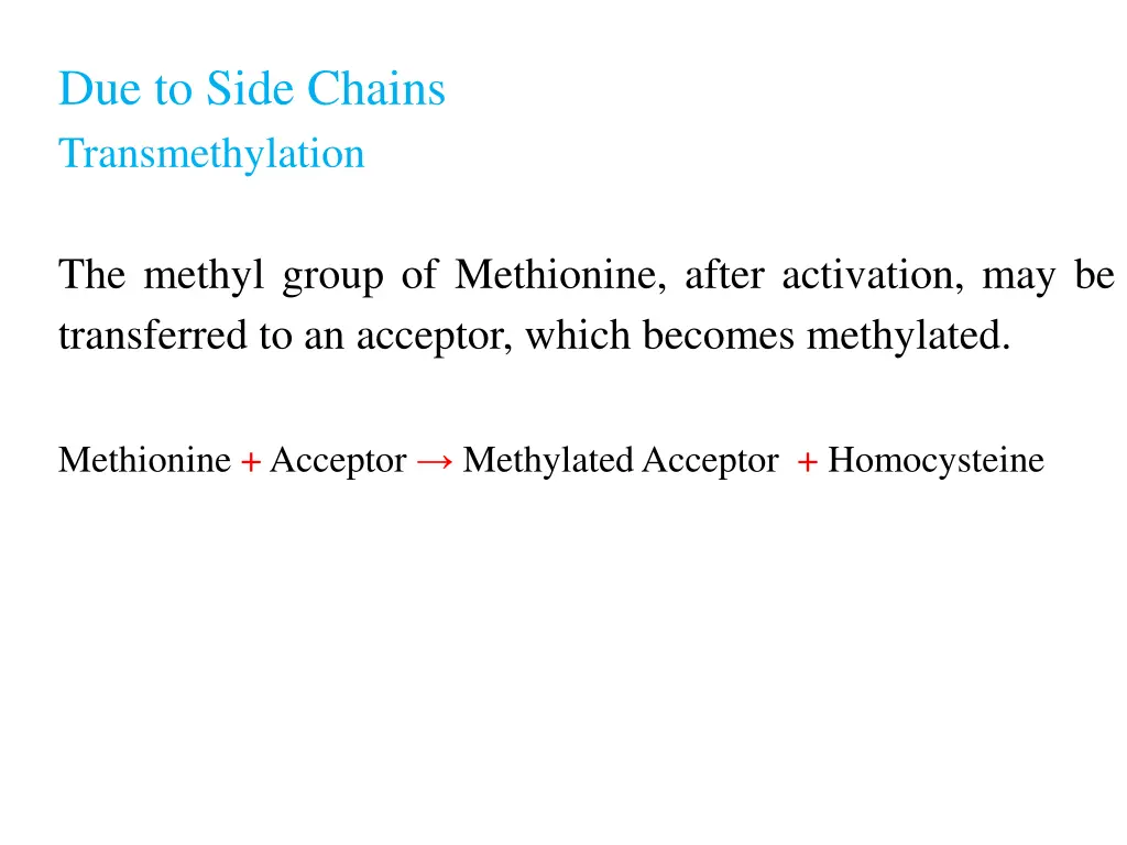 due to side chains transmethylation