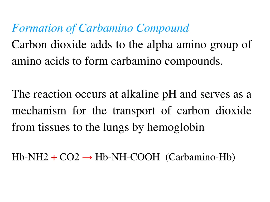 formation of carbamino compound carbon dioxide