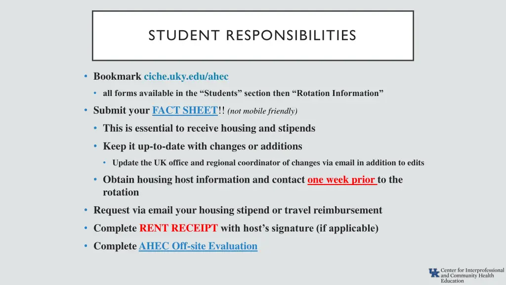 student responsibilities