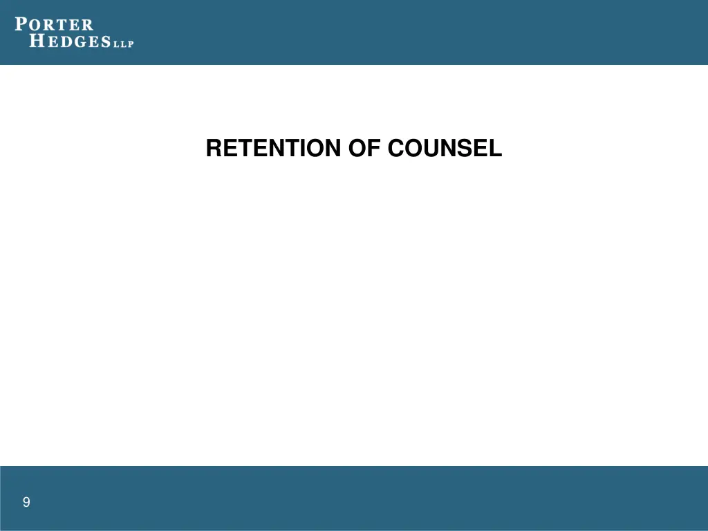 retention of counsel