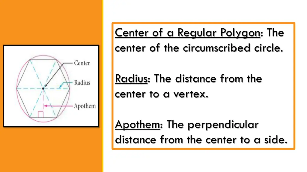 center of a regular polygon the center