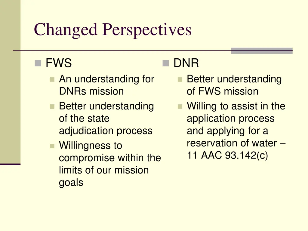 changed perspectives