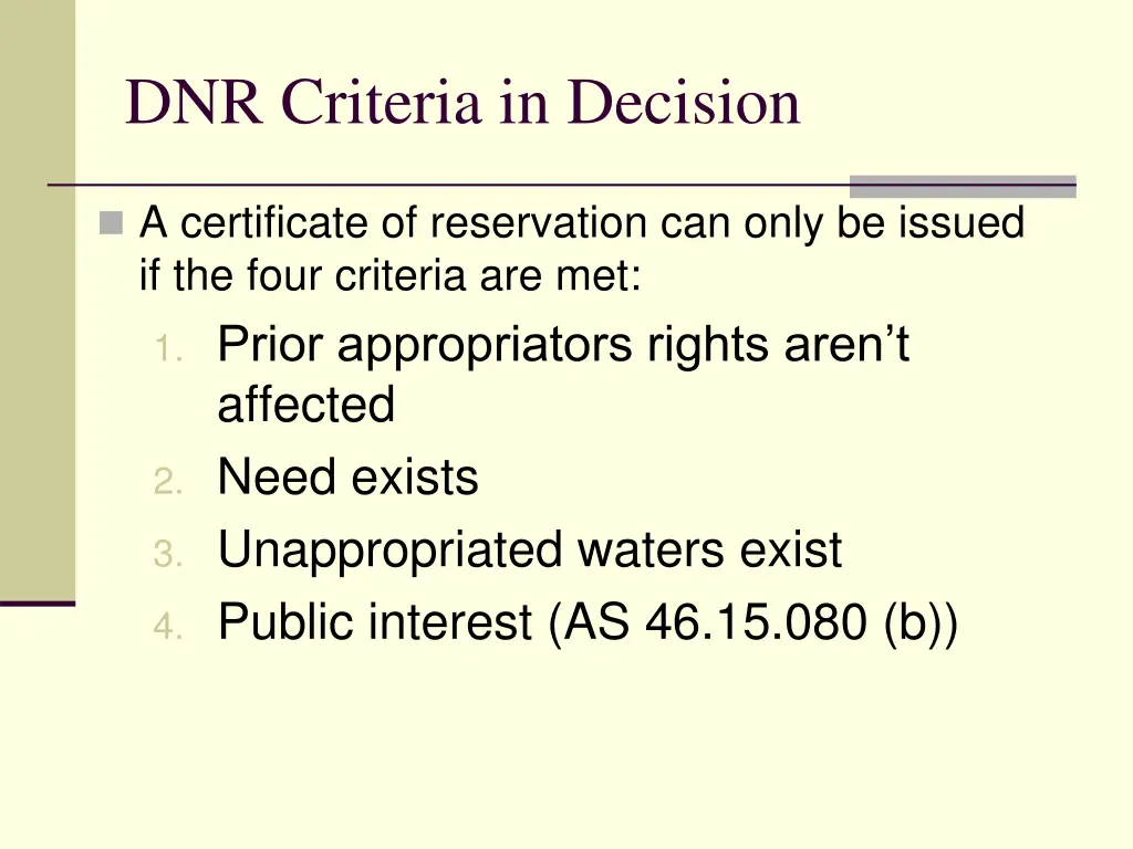 dnr criteria in decision